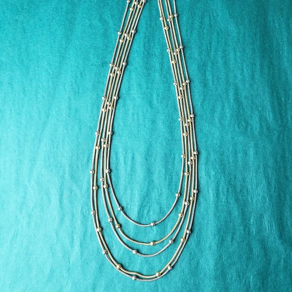 2/10$ Charming Charlie Silver tone and gold tone 5 strands necklace - Picture 2 of 5